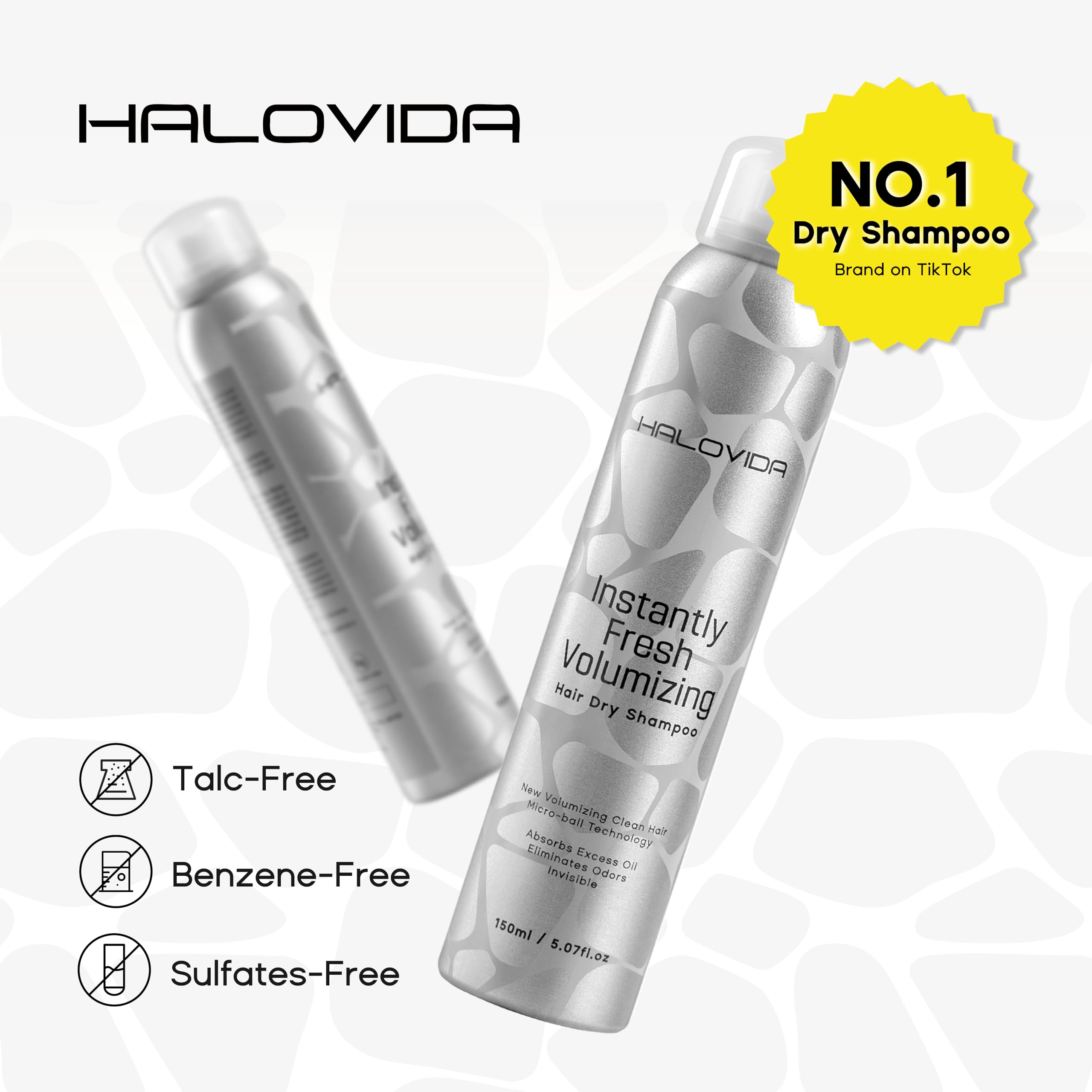 HALOVIDA Dry Shampoo for Women – Invisible Finish, No White Residue, Oil Control & Volume (2 x 5.07 Fl Oz)