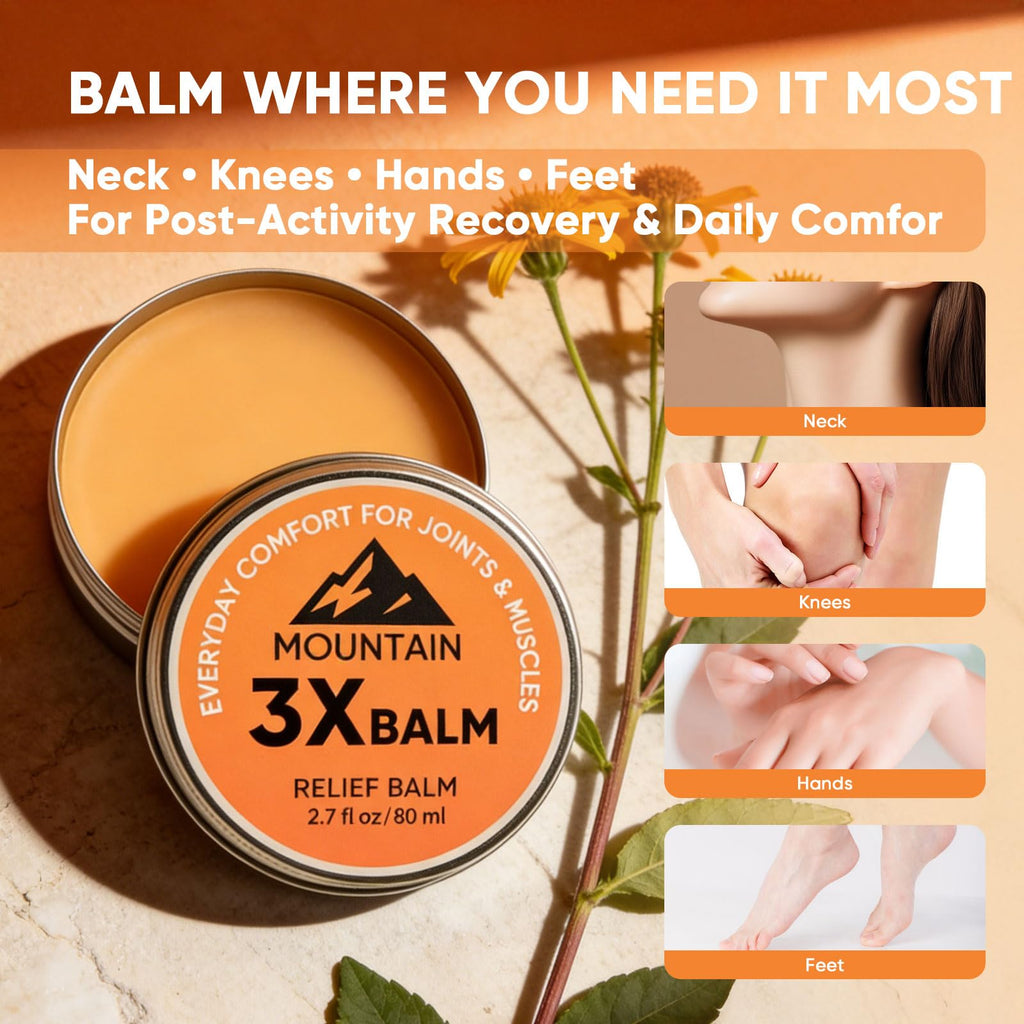 Halpilt Mountain 3X Relief Balm — Organic Arnica & Camphor, 2.7 fl oz, Fast-Absorbing Joint & Muscle Comfort