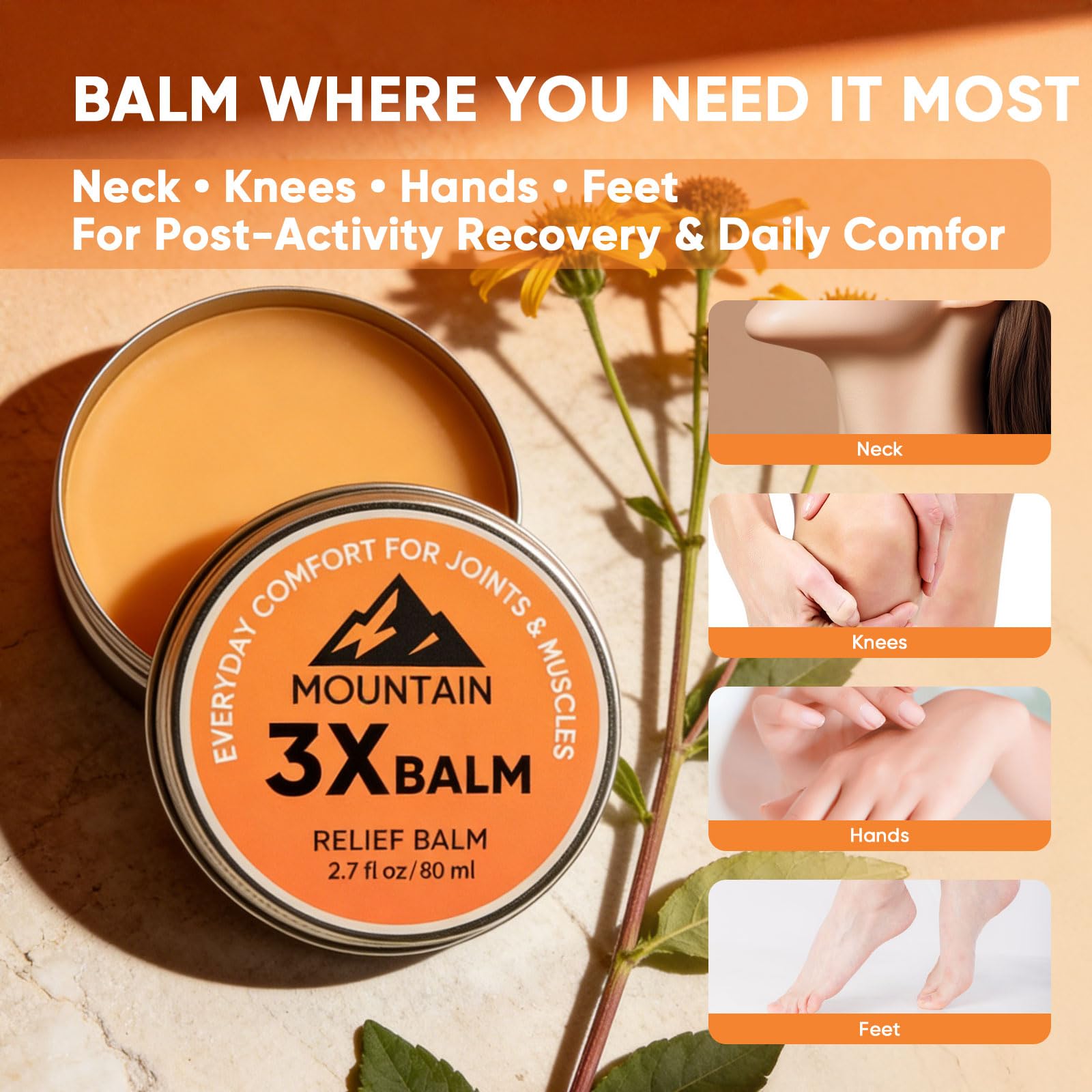 Halpilt Mountain 3X Relief Balm — Organic Arnica & Camphor, 2.7 fl oz, Fast-Absorbing Joint & Muscle Comfort