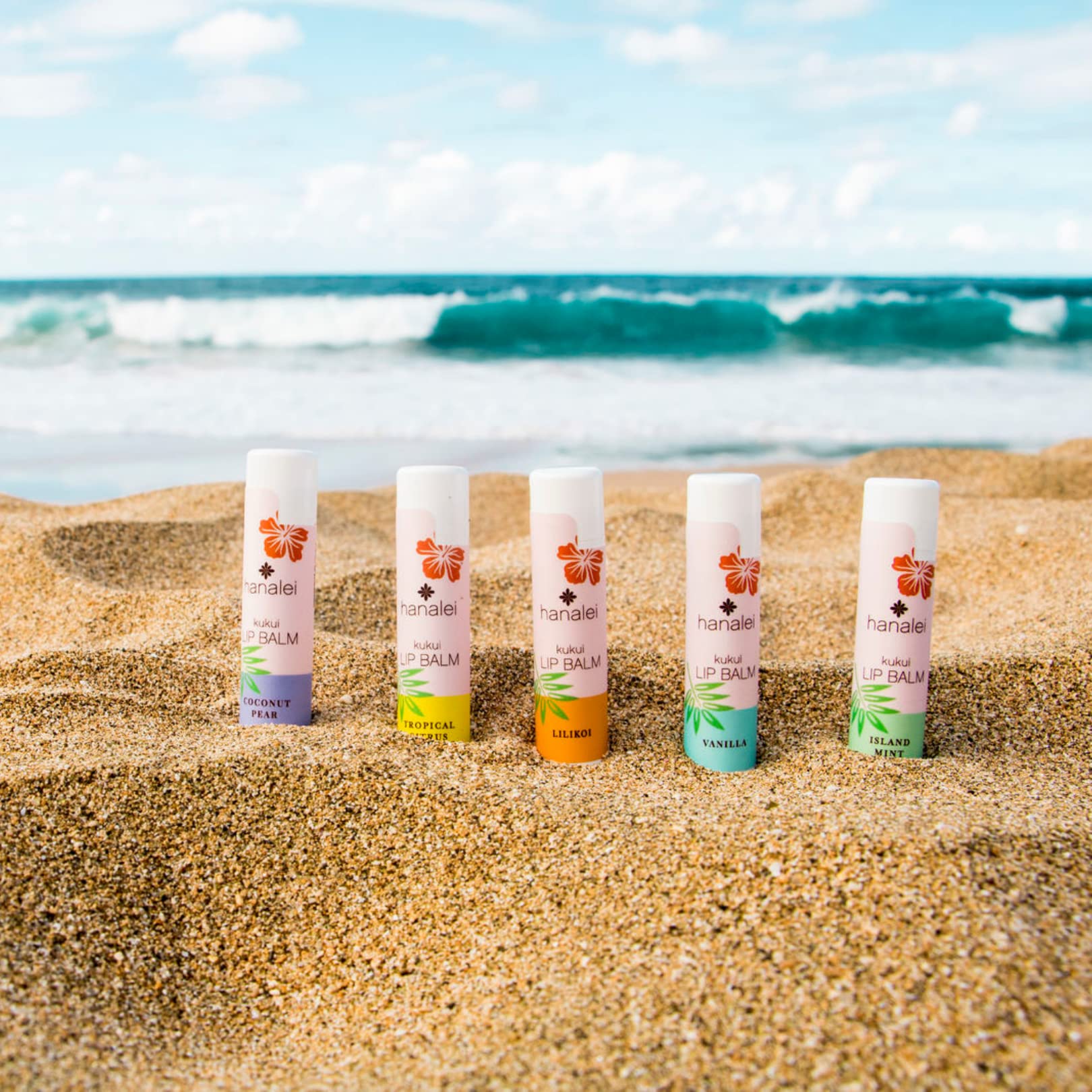 Hanalei Lip Balm & Moisturizer Variety Pack (5 Tubes) – Kukui Oil Hydration & Beeswax