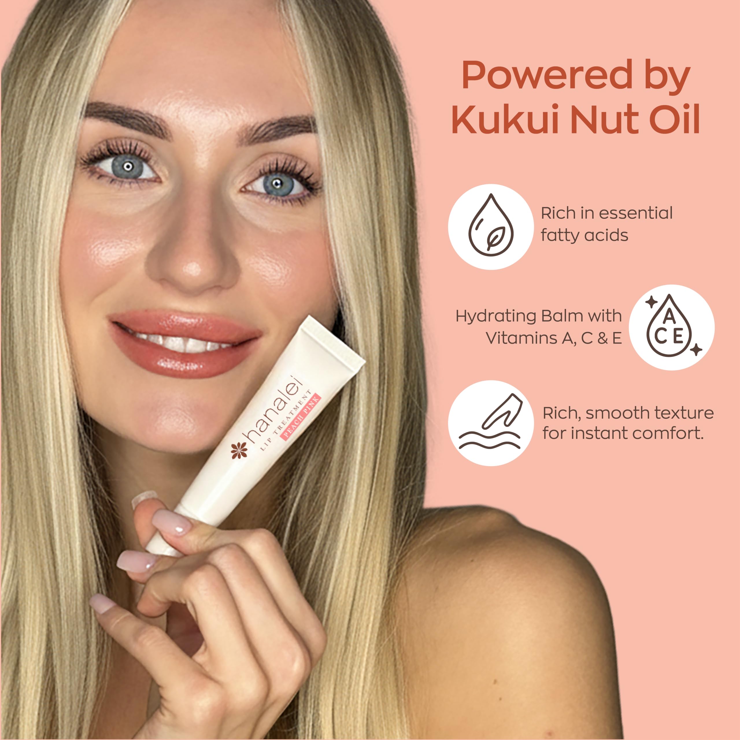 Hanalei Lip Treatment – Intensive Overnight Hydration with Kukui Oil, Peach Tint (15g) | Cruelty-Free