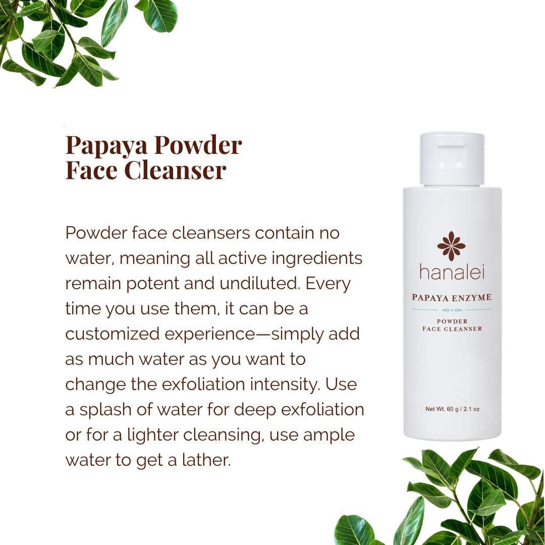 Hanalei Papaya Powder Face Cleanser - Gentle Daily Exfoliating Wash for All Skin Types - 60g