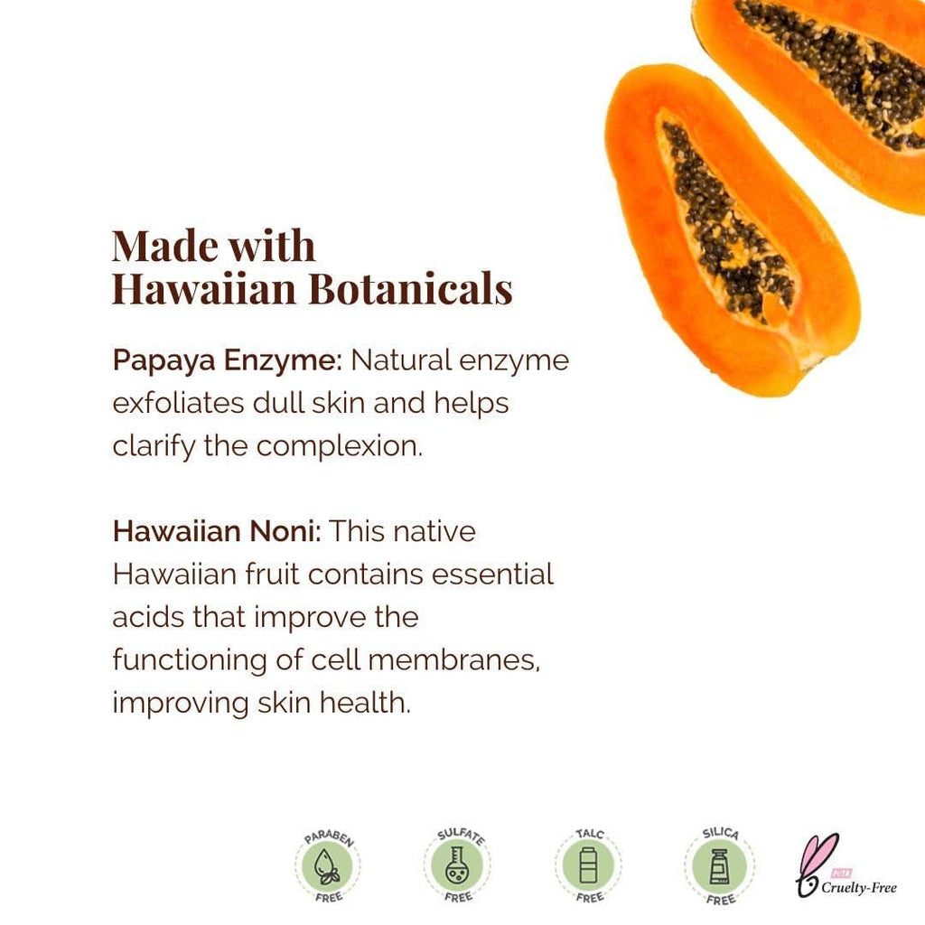 Hanalei Papaya Powder Face Cleanser - Gentle Daily Exfoliating Wash for All Skin Types - 60g