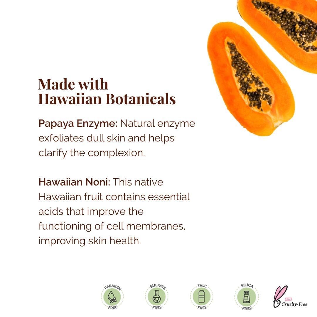 Hanalei Papaya Powder Face Cleanser - Gentle Daily Exfoliating Wash for All Skin Types - 60g
