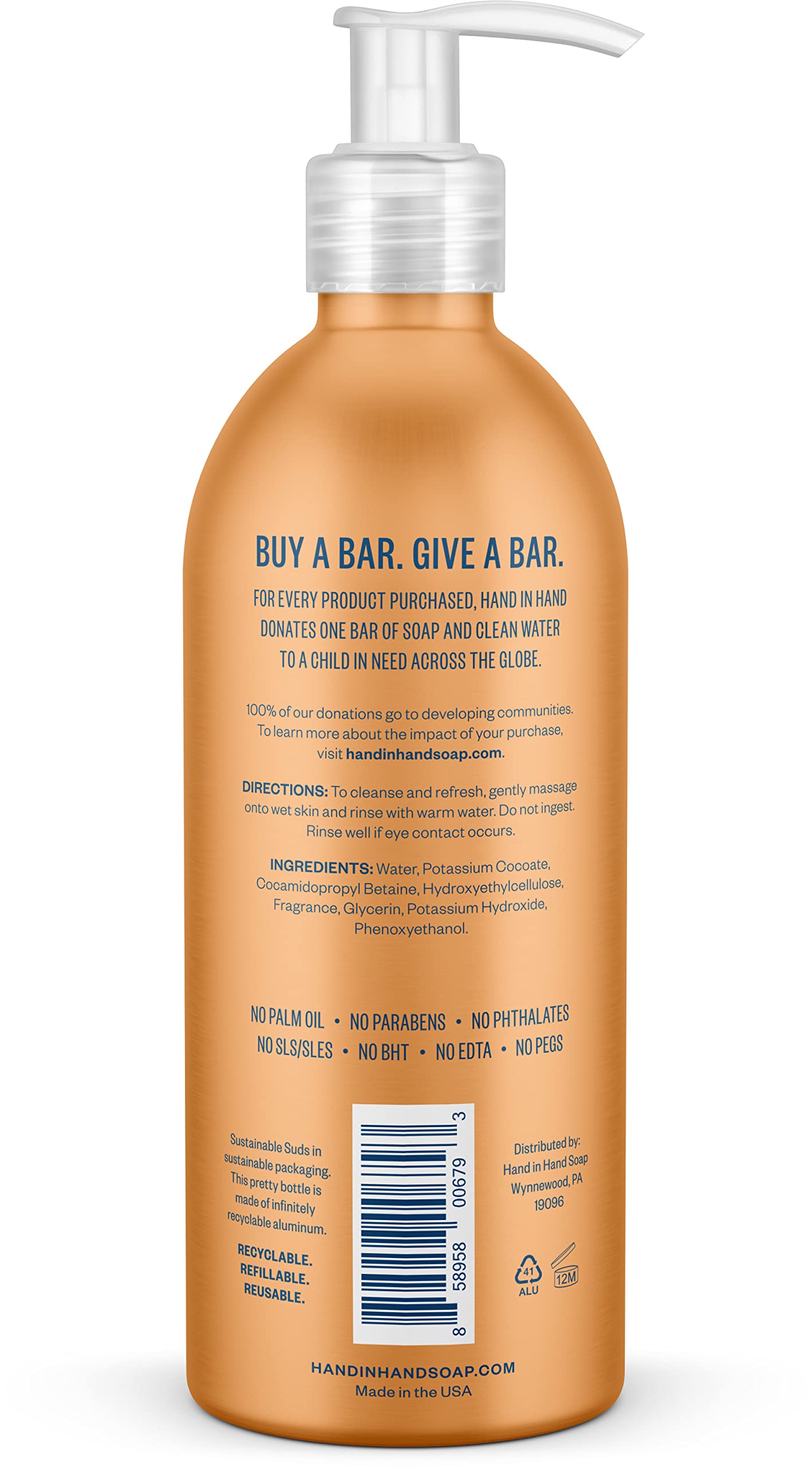Hand In Hand Citrus Grove Hand Soap – 10 oz | Gentle Cleansing, No Animal Testing