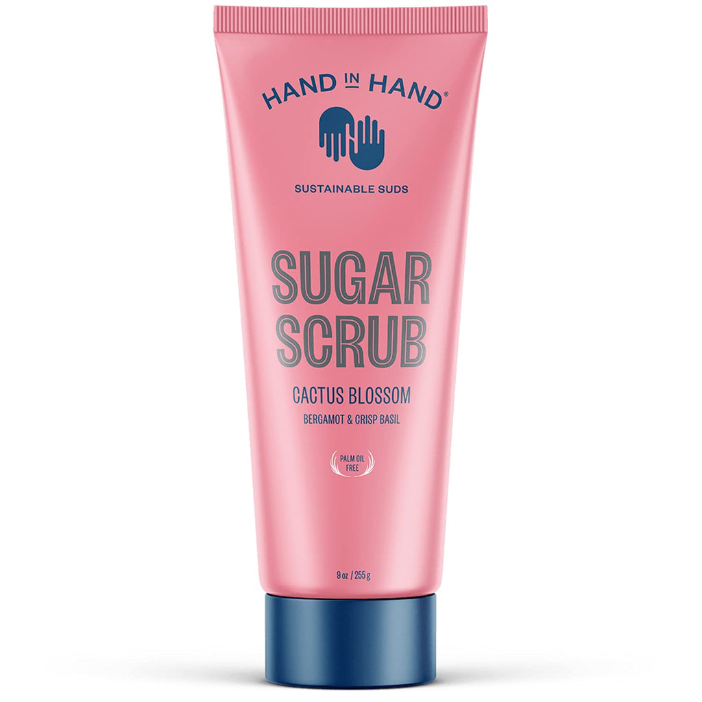 Hand in Hand Sugar Scrub – Gentle Exfoliation for All Skin Types, Bergamot & Crisp Basil, 9 oz (Cactus Blossom Scent)