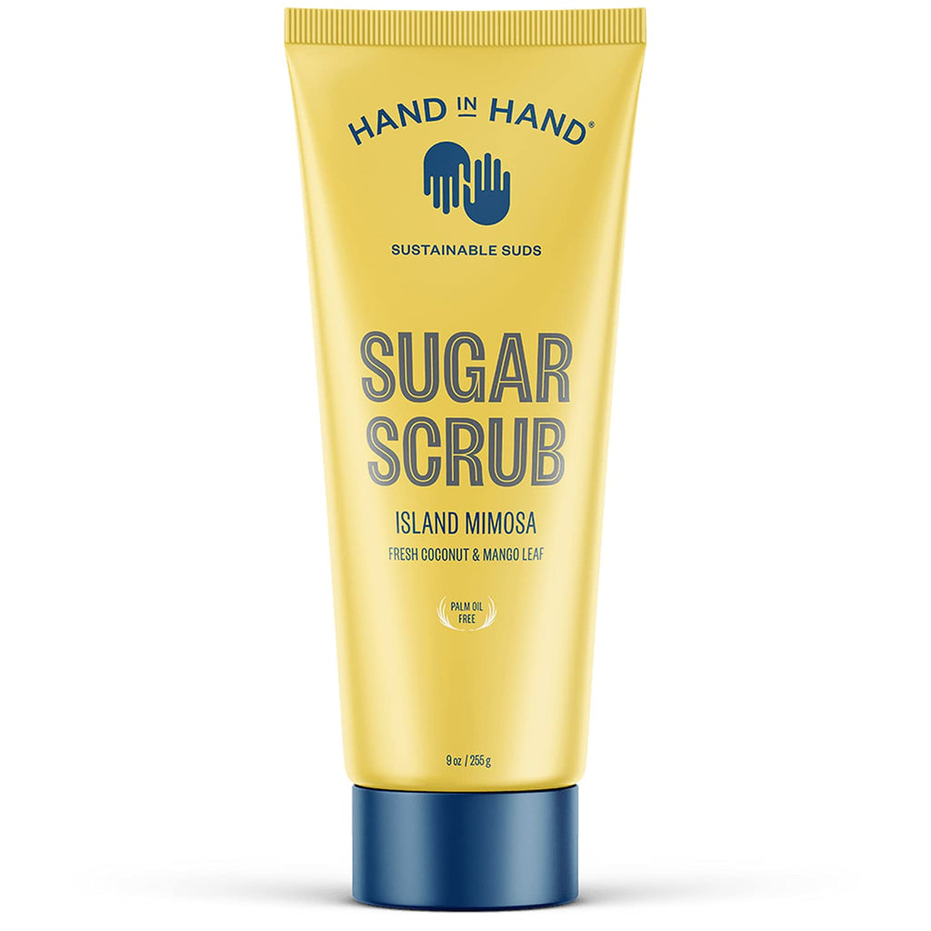 Hand in Hand Sugar Scrub – Gentle Exfoliation for All Skin Types, 9oz Coconut & Mango Leaf, Island Mimosa