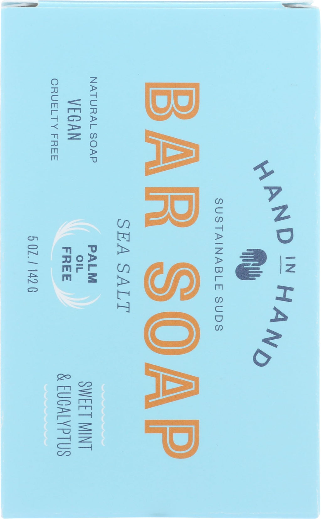Hand in Hand Sweet Mint & Eucalyptus Sea Salt Bar Soap, 5 oz — Vegan, Palm Oil Free