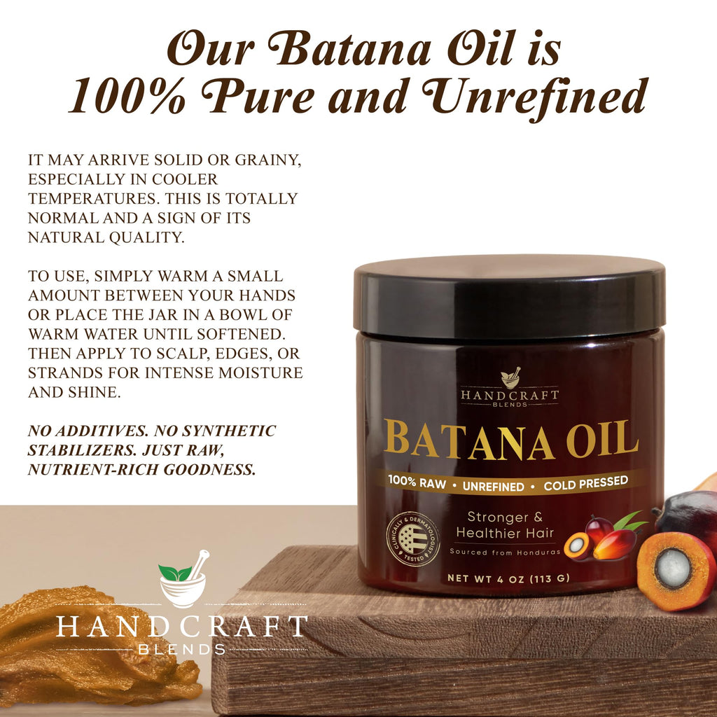 Handcraft Blends Raw Batana Oil — 4 oz, 100% Pure & Unrefined for Hair Hydration