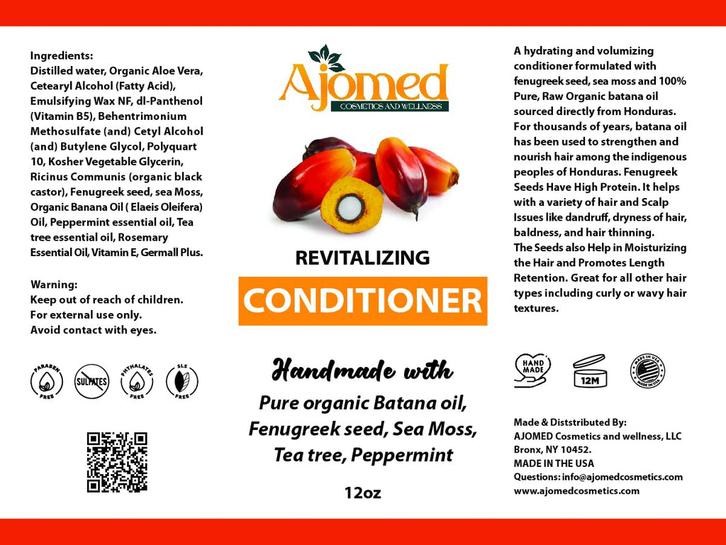 Handmade Hair Conditioner with Batana Oil & Sea Moss – Sulfate-Free, Paraben-Free, Non-Toxic, Fenugreek, Rosemary & Tea Tree