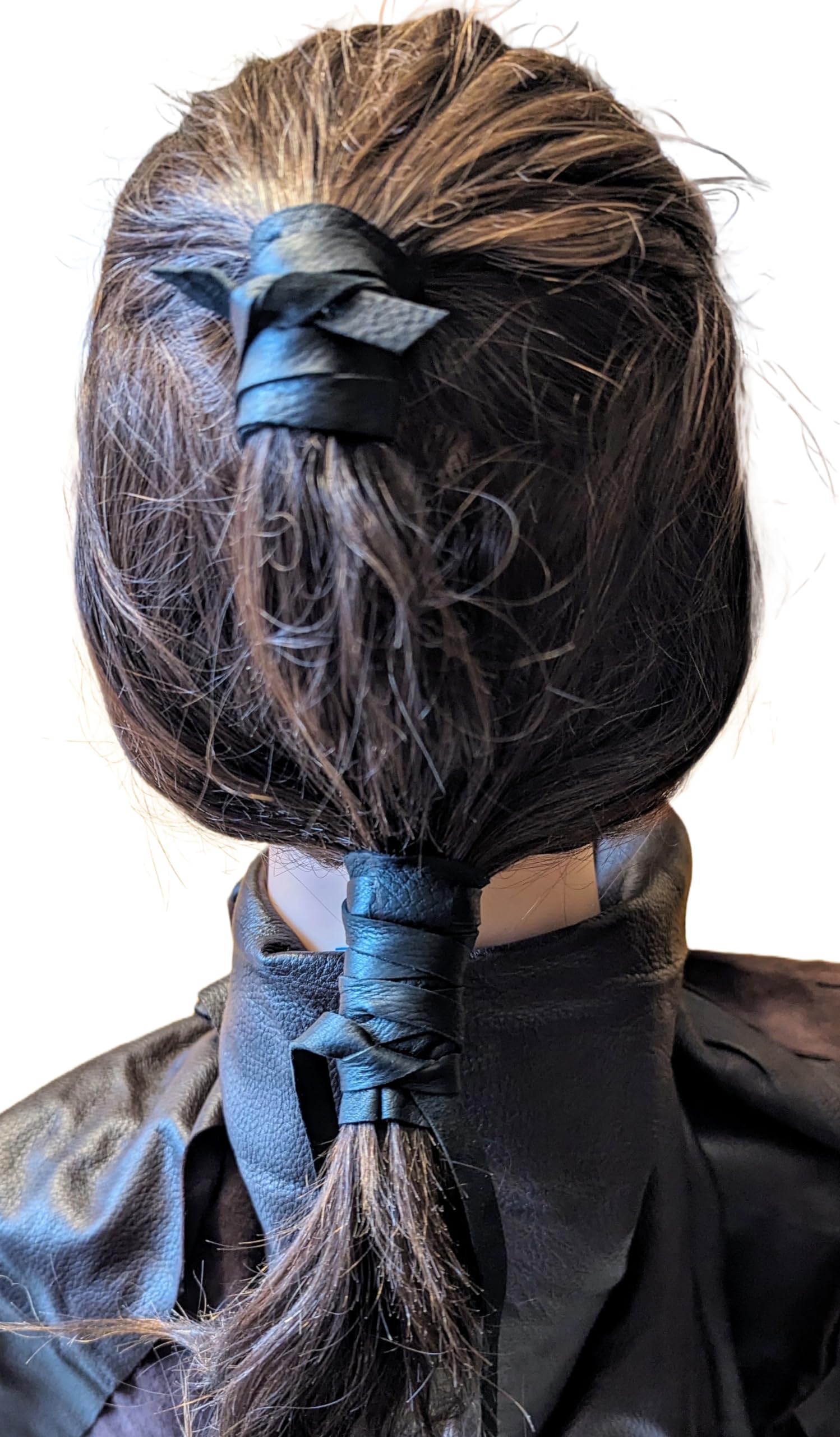 Handmade Leather Hair Wrap - Ponytail Holder | Viking Warrior Style