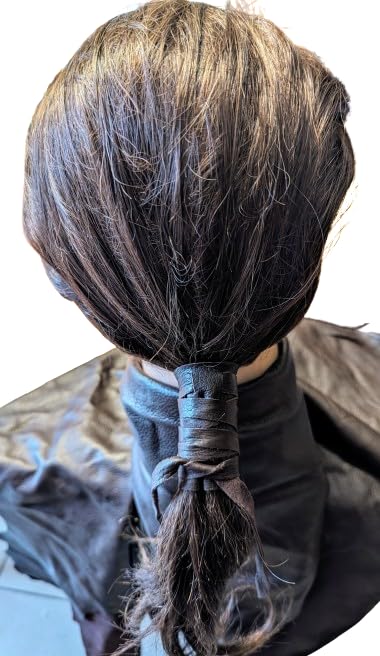 Handmade Leather Hair Wrap - Ponytail Holder | Viking Warrior Style