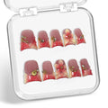 Handmade Nails Short Duck Press-On Nails with 3D Flower Art, Moon Shell Gradient Tip