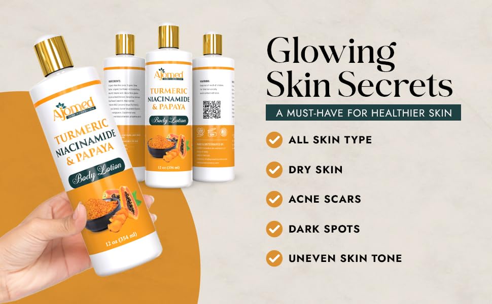 Turmeric Body Cream – Handmade Niacinamide Papaya Turmeric Moisturizer for All Skin Types | 8 oz