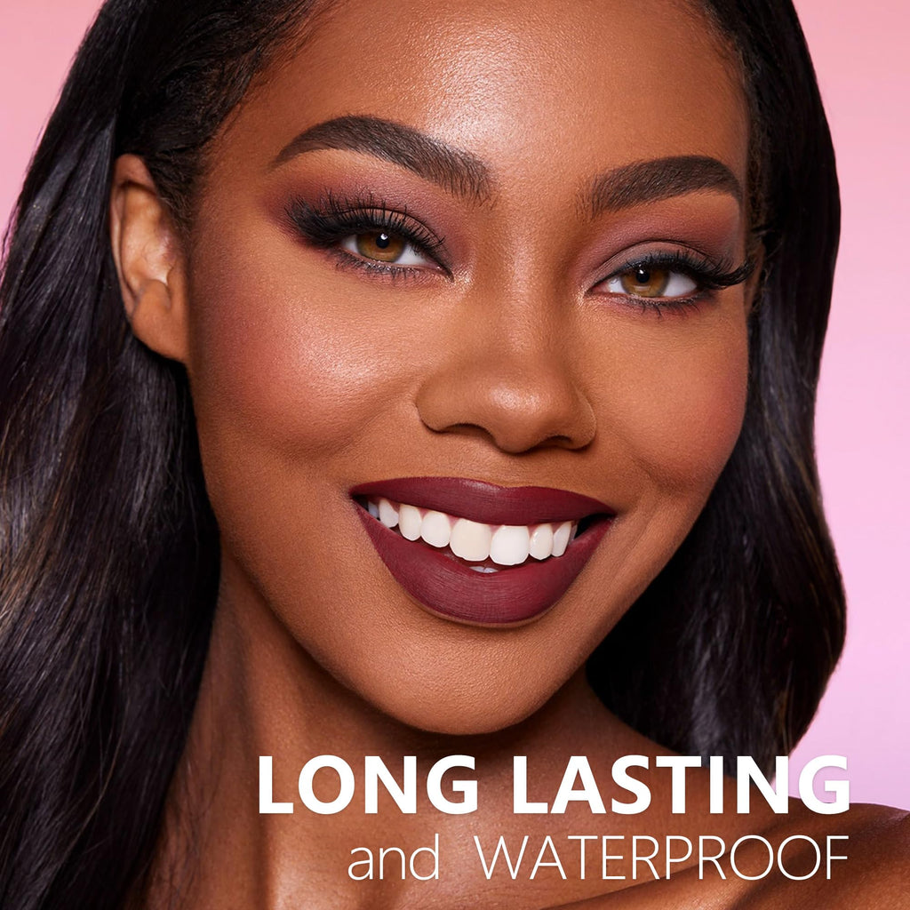 HANLADY Dark Burgundy Lipstick – Long-Wearing Matte, Vegan & Cruelty-Free (A47 Flamingo, 1 Pack)