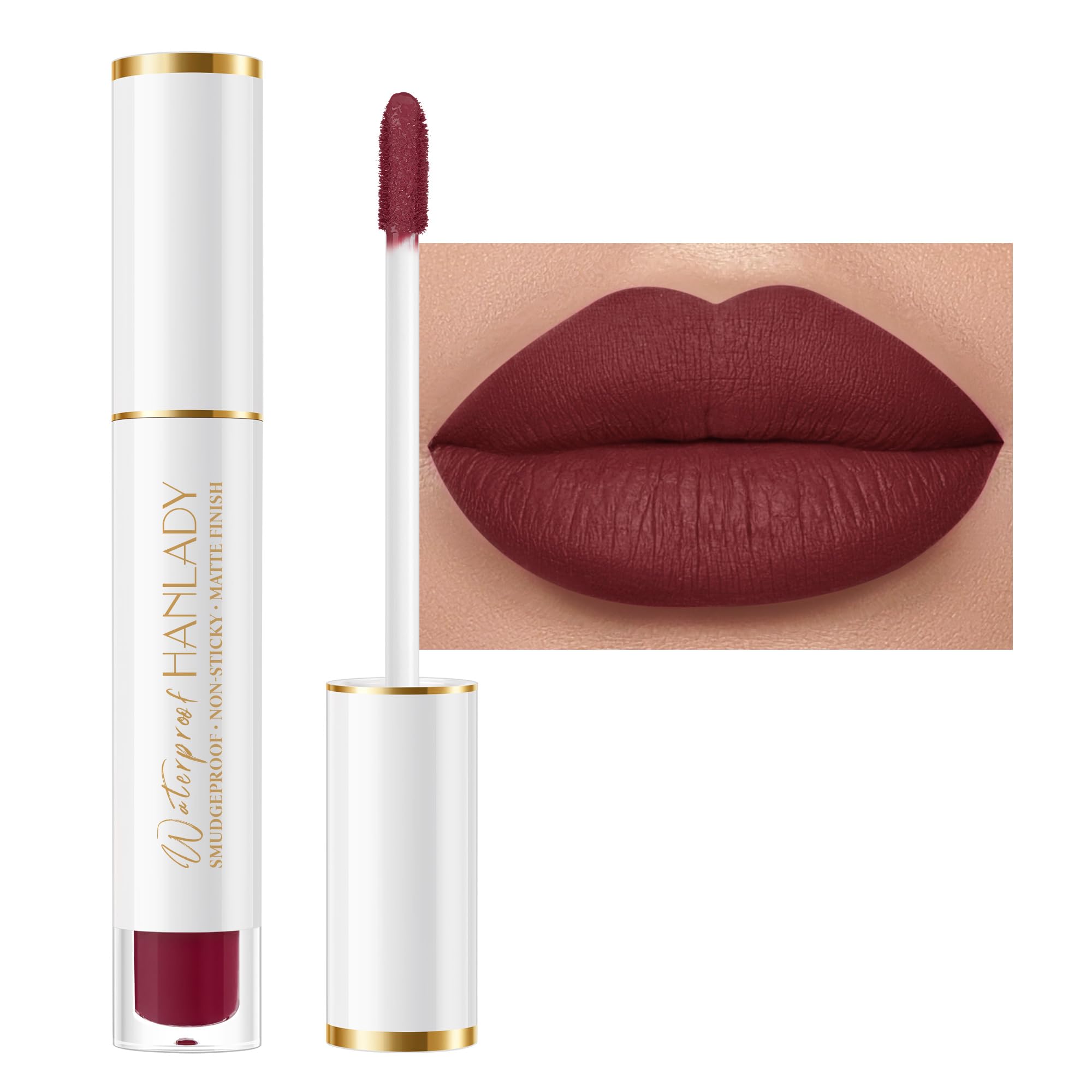 HANLADY Dark Burgundy Lipstick – Long-Wearing Matte, Vegan & Cruelty-Free (A47 Flamingo, 1 Pack)