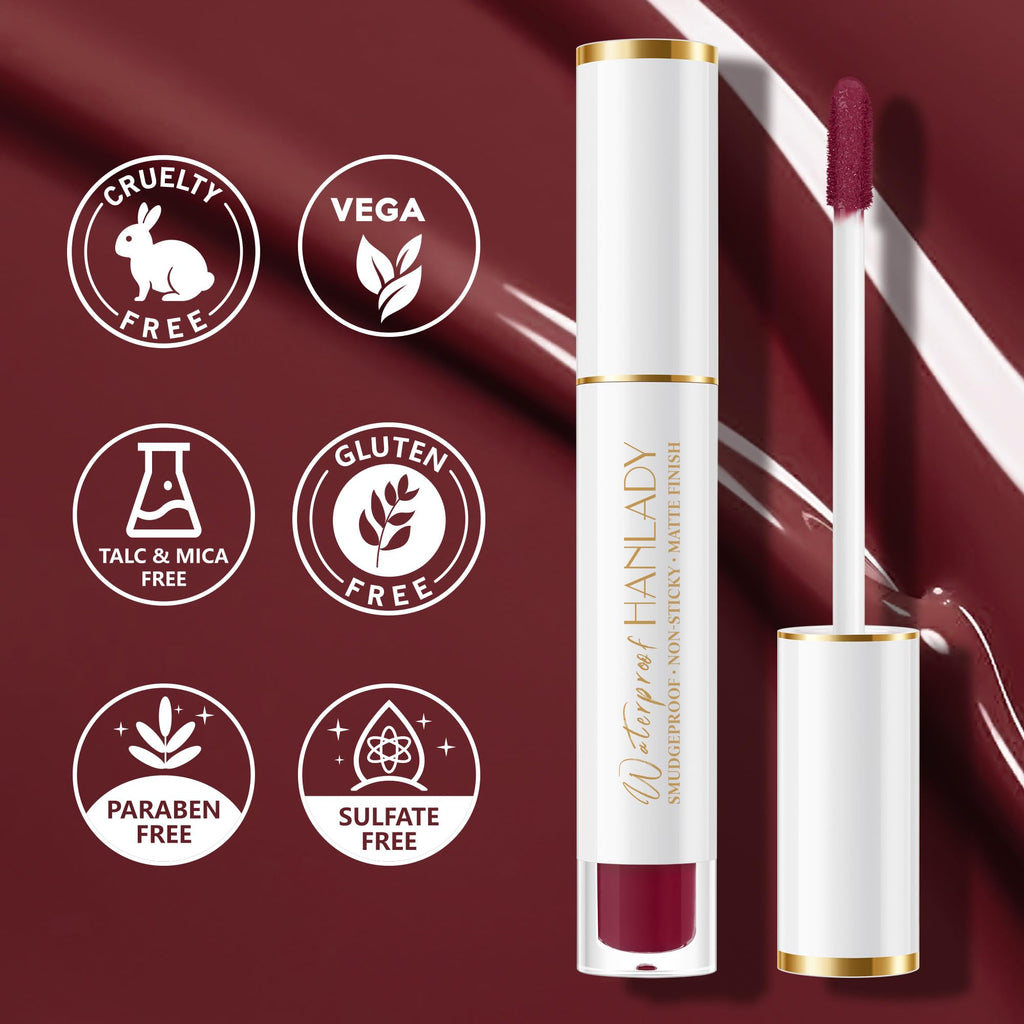HANLADY Dark Burgundy Lipstick – Long-Wearing Matte, Vegan & Cruelty-Free (A47 Flamingo, 1 Pack)