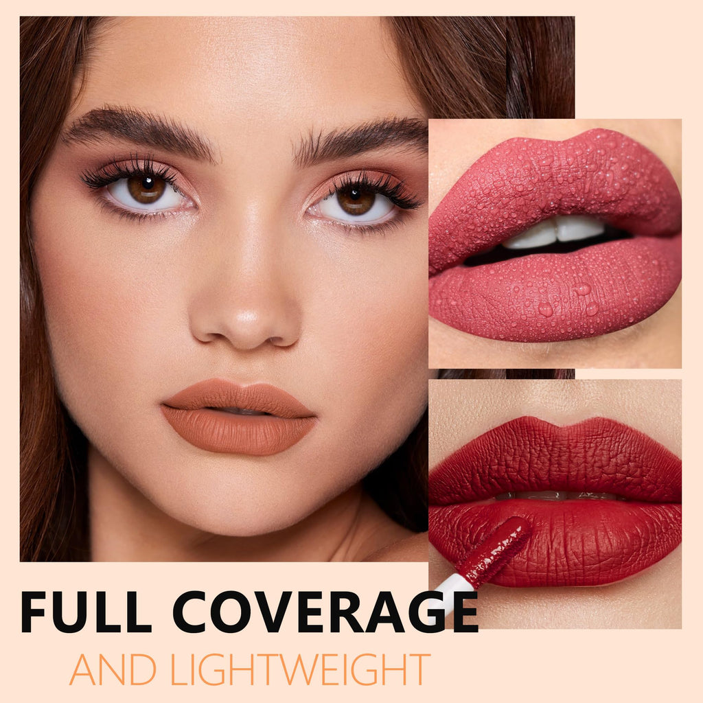 HANLADY Dark Red Pink Berry Lipstick 3pc – Long-Lasting Matte Lip Color, Vegan & Cruelty-Free (A66/44/48)