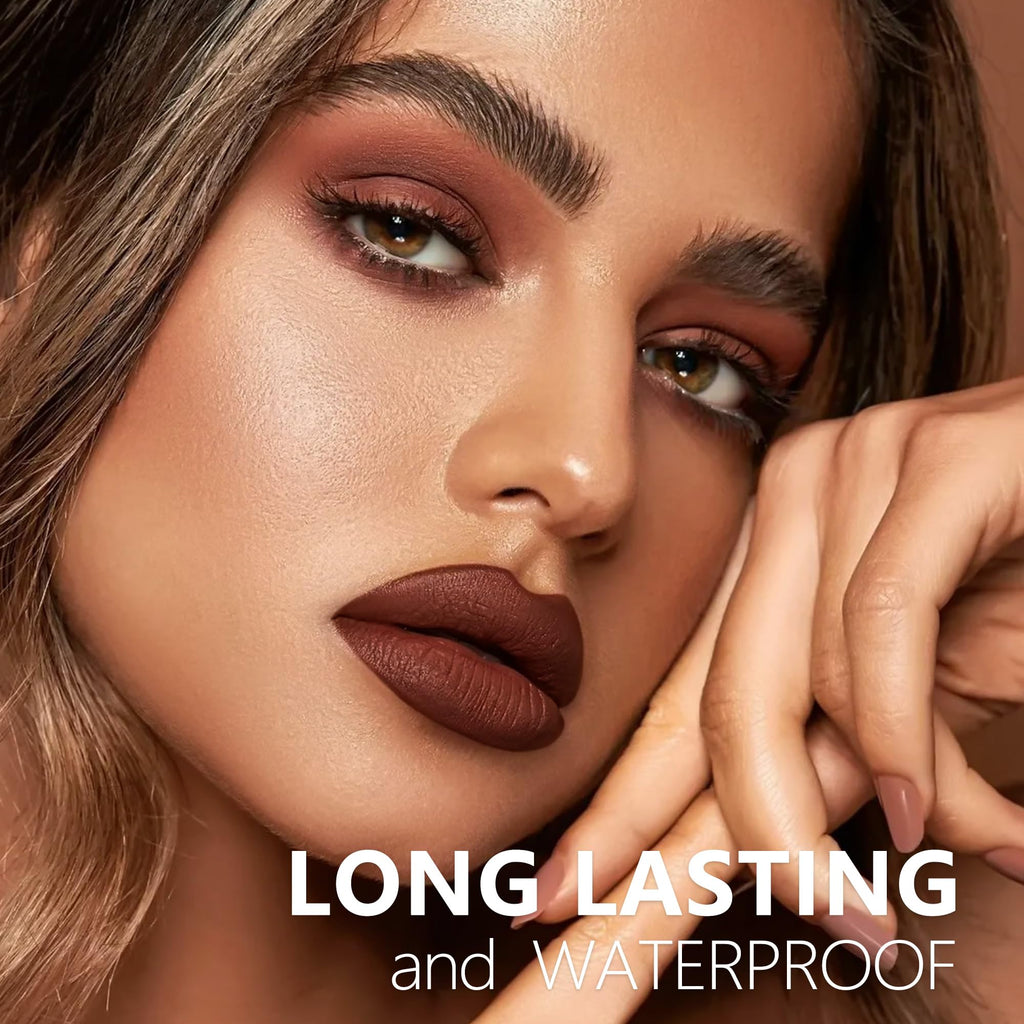 HANLADY Nude Brown Dark Red Lipstick 3pc – Long-Wearing Matte Lip Colors (Vegan & Cruelty-Free)