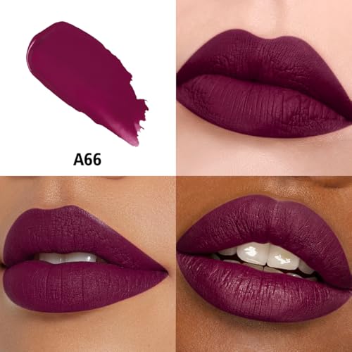 HANLADY Dark Red Pink Berry Lipstick 3pc – Long-Lasting Matte Lip Color, Vegan & Cruelty-Free (A66/44/48)