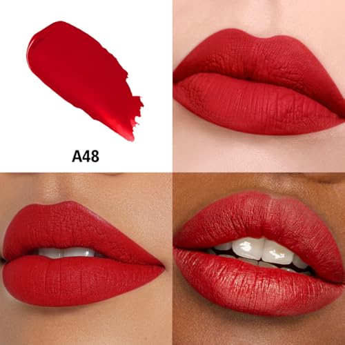 HANLADY Dark Red Pink Berry Lipstick 3pc – Long-Lasting Matte Lip Color, Vegan & Cruelty-Free (A66/44/48)
