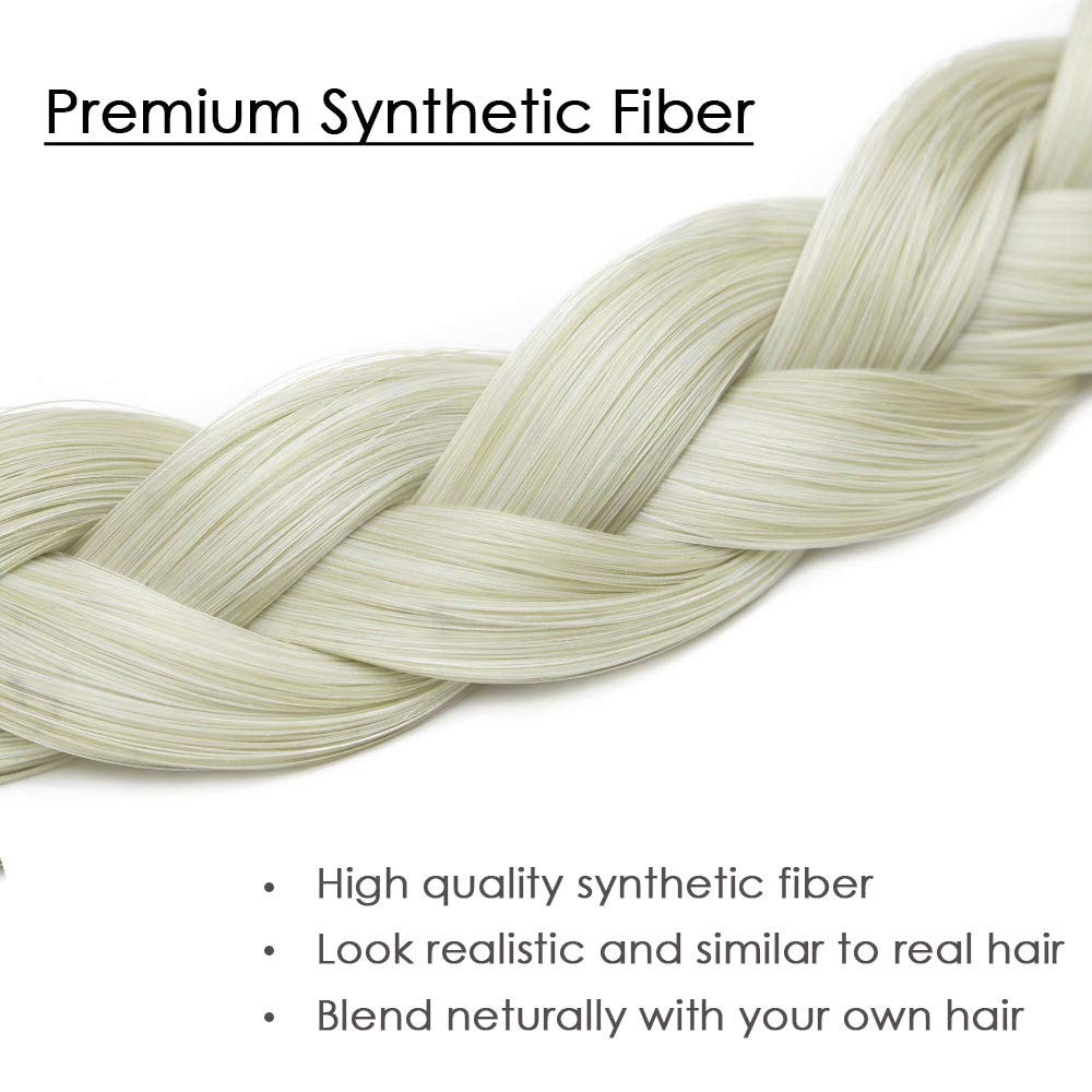 Hann 3 Pieces 5-Strand Synthetic Braided Headband – Wide Chunky Plaits Elastic Hair Piece