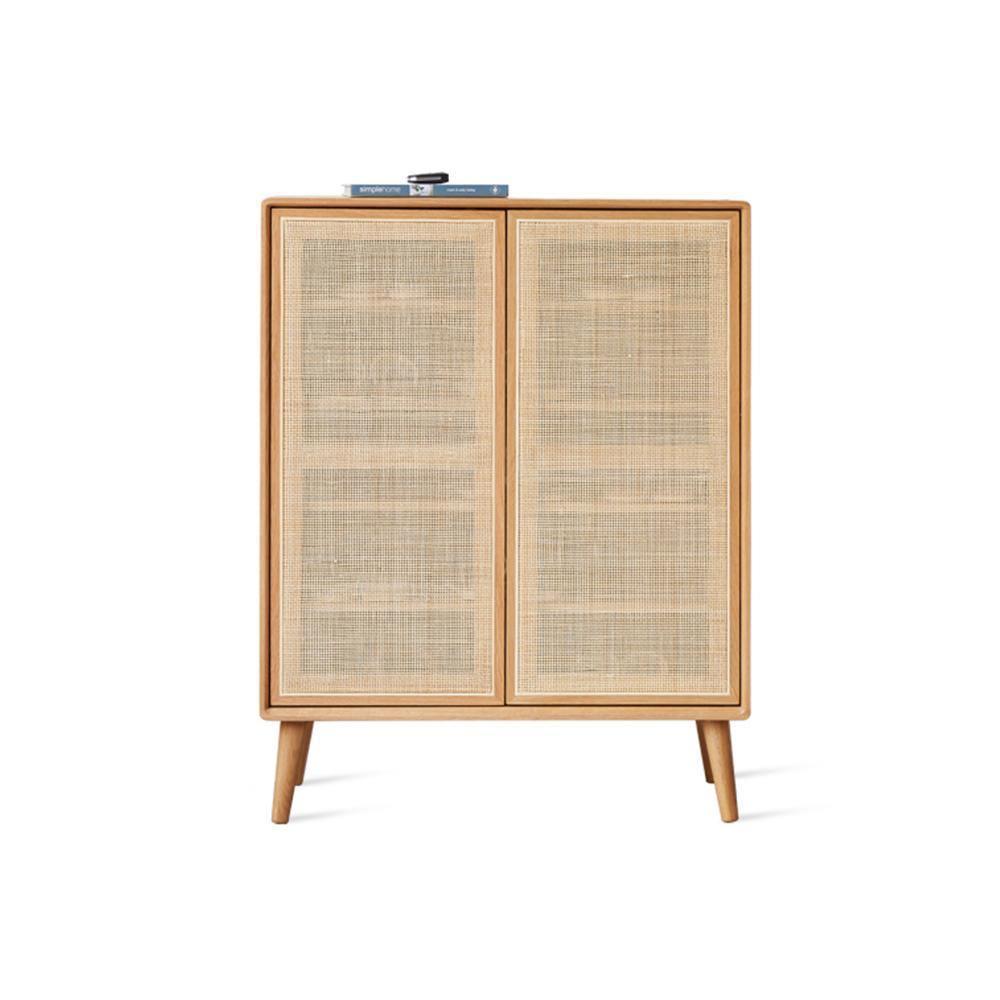 Hans Rattan Shoe Storage Cabinet, Oak