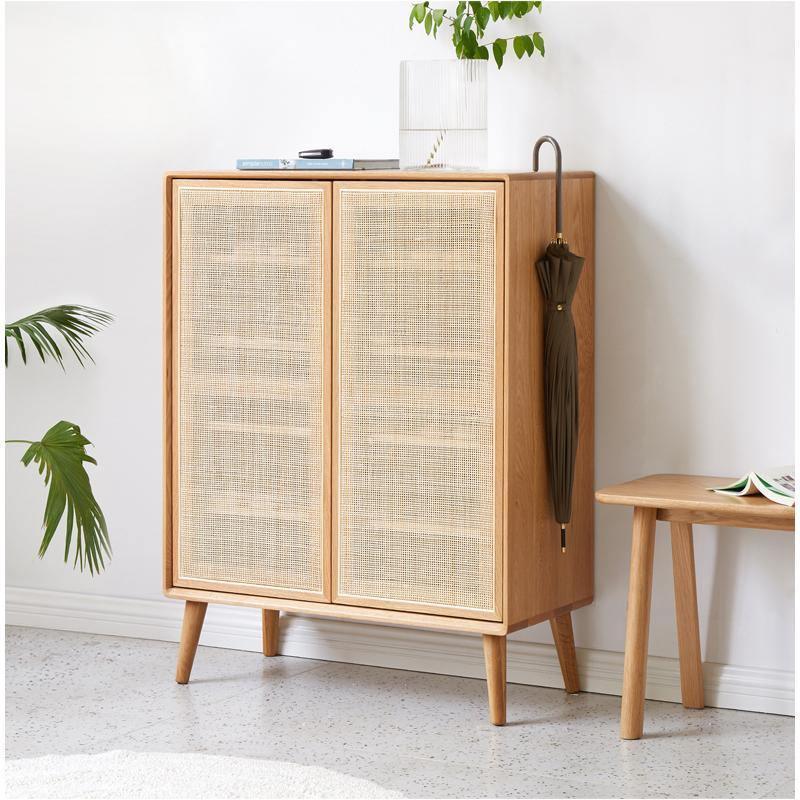Hans Rattan Shoe Storage Cabinet, Oak