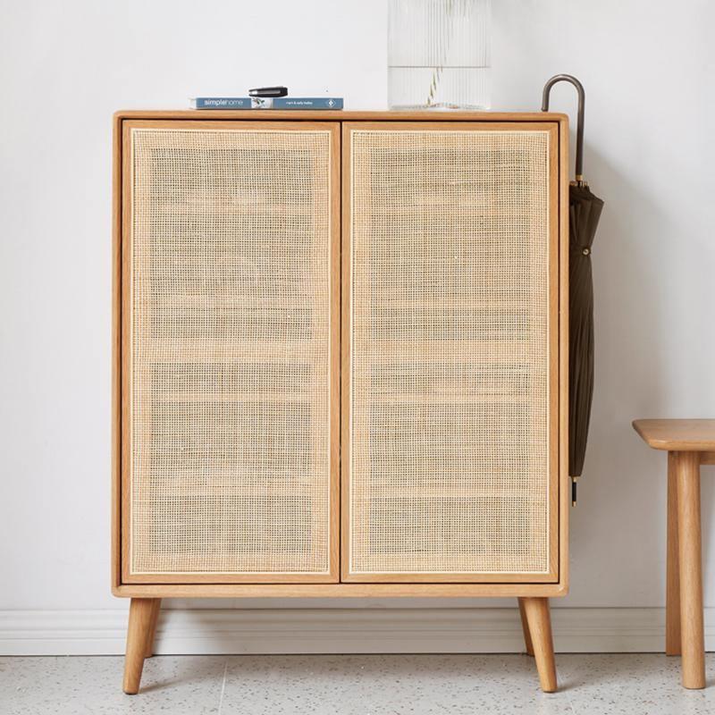 Hans Rattan Shoe Storage Cabinet, Oak