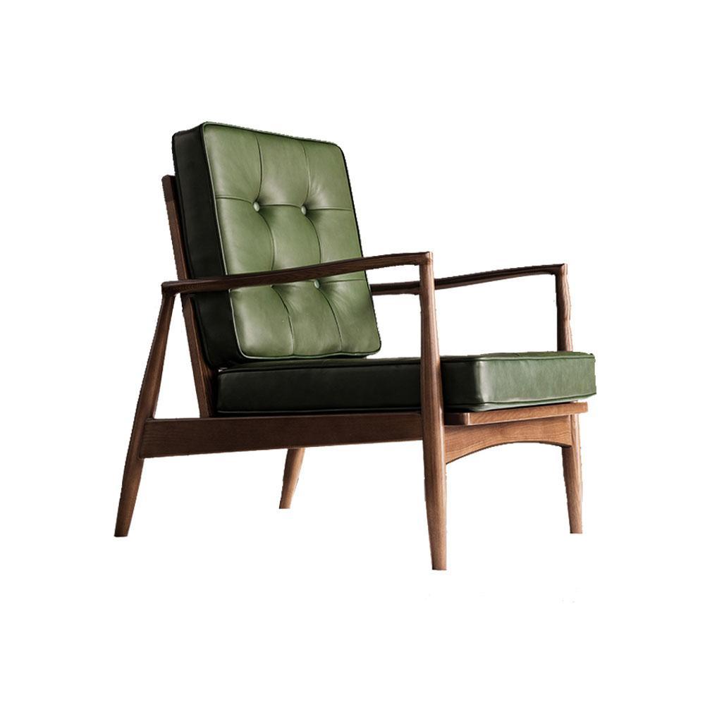 Hans CH32 Green Armchair, Solid Wood