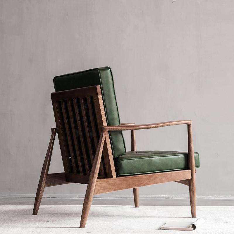 Hans CH32 Green Armchair, Solid Wood