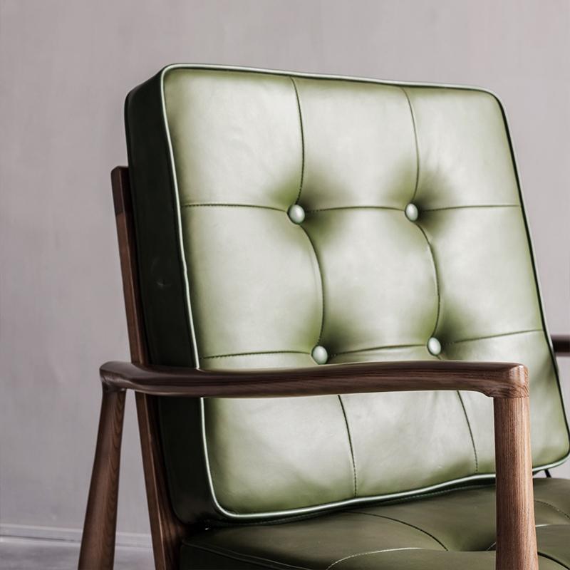 Hans CH32 Green Armchair, Solid Wood