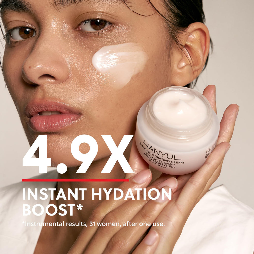HANYUL Red Rice Hydrating Cream with Fermented Rice Extract | Vegan Ceramide Moisturizer for Deep Hydration & Radiant Skin