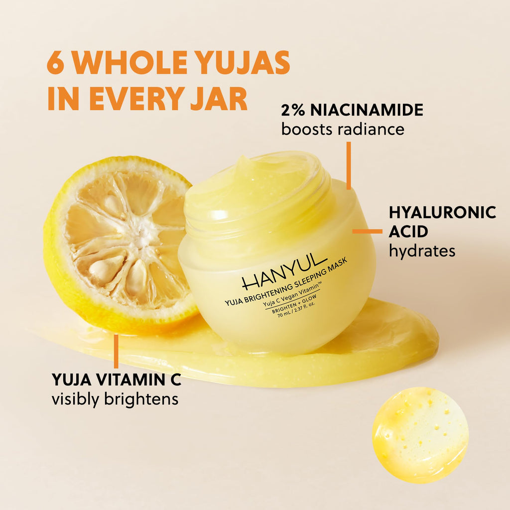 Hanyul Yuja Sleeping Mask | Korean Yuzu Night Cream for Glow, Hydration & Radiance