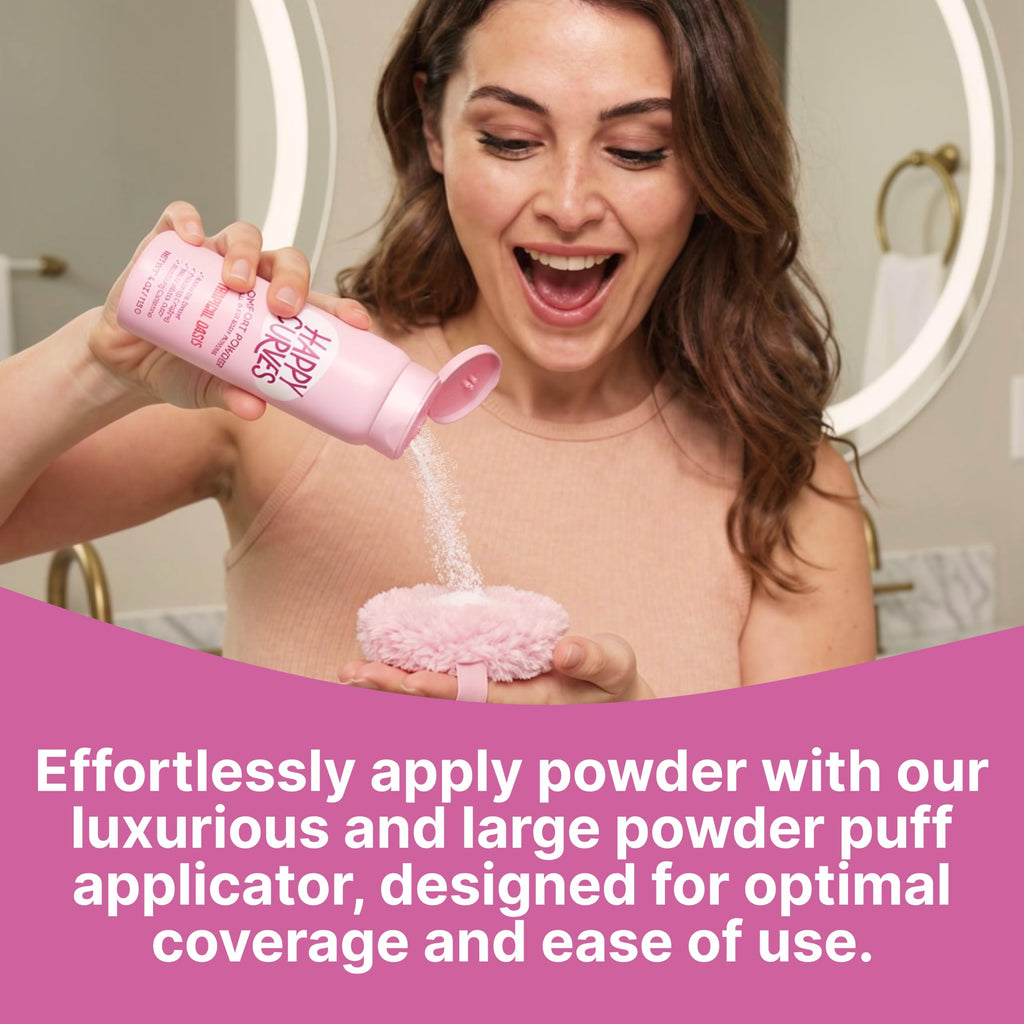 Happy Curves Comfort Puff Mini - Large Body Powder Applicator for All-Day Sweat, Odor, and Chafe Defense