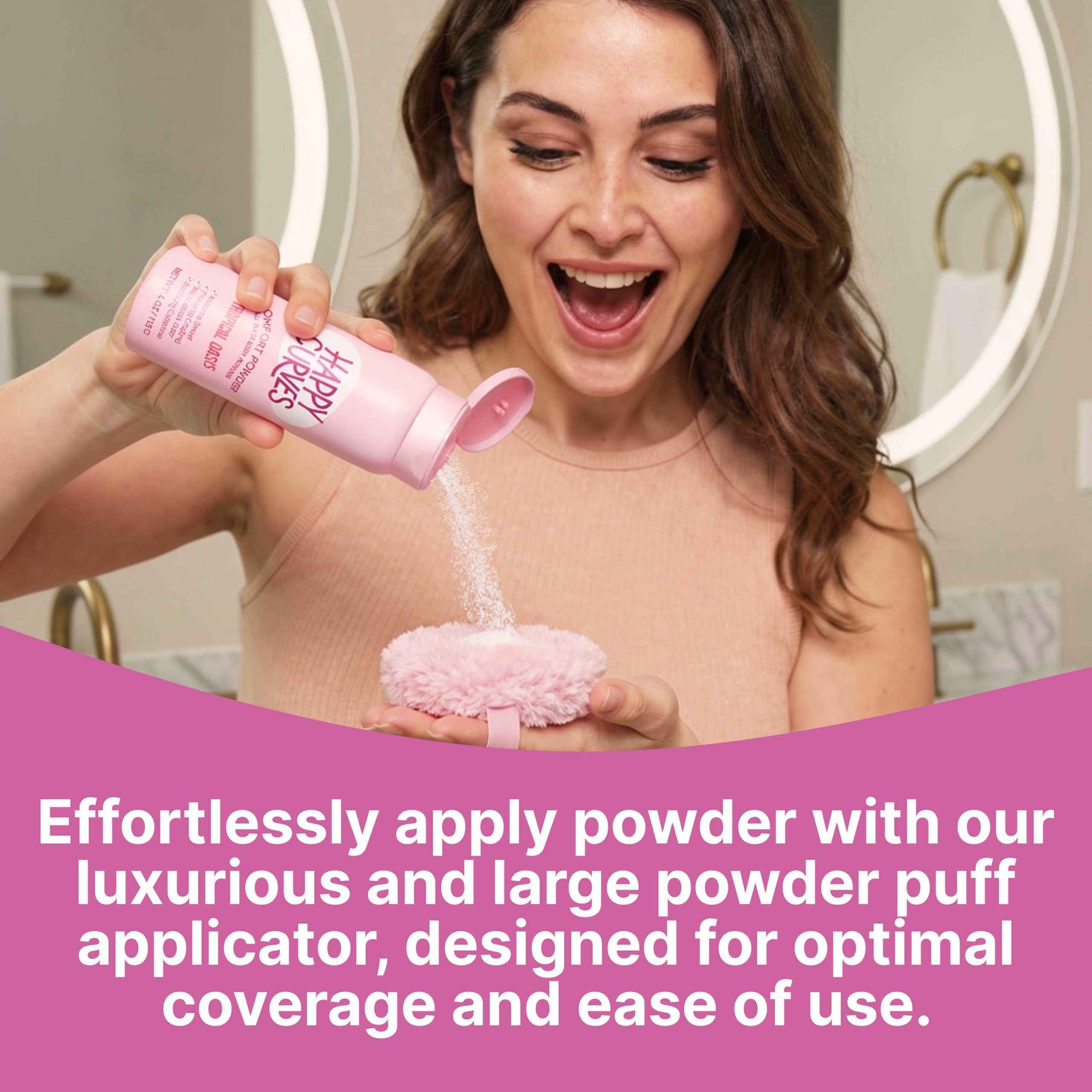 Happy Curves Comfort Puff Mini - Large Body Powder Applicator for All-Day Sweat, Odor, and Chafe Defense