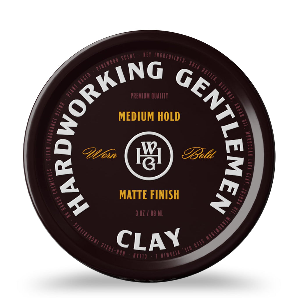 Hardworking Gentlemen Medium Hold Hair Clay – Matte Finish, 3 oz, Made in USA