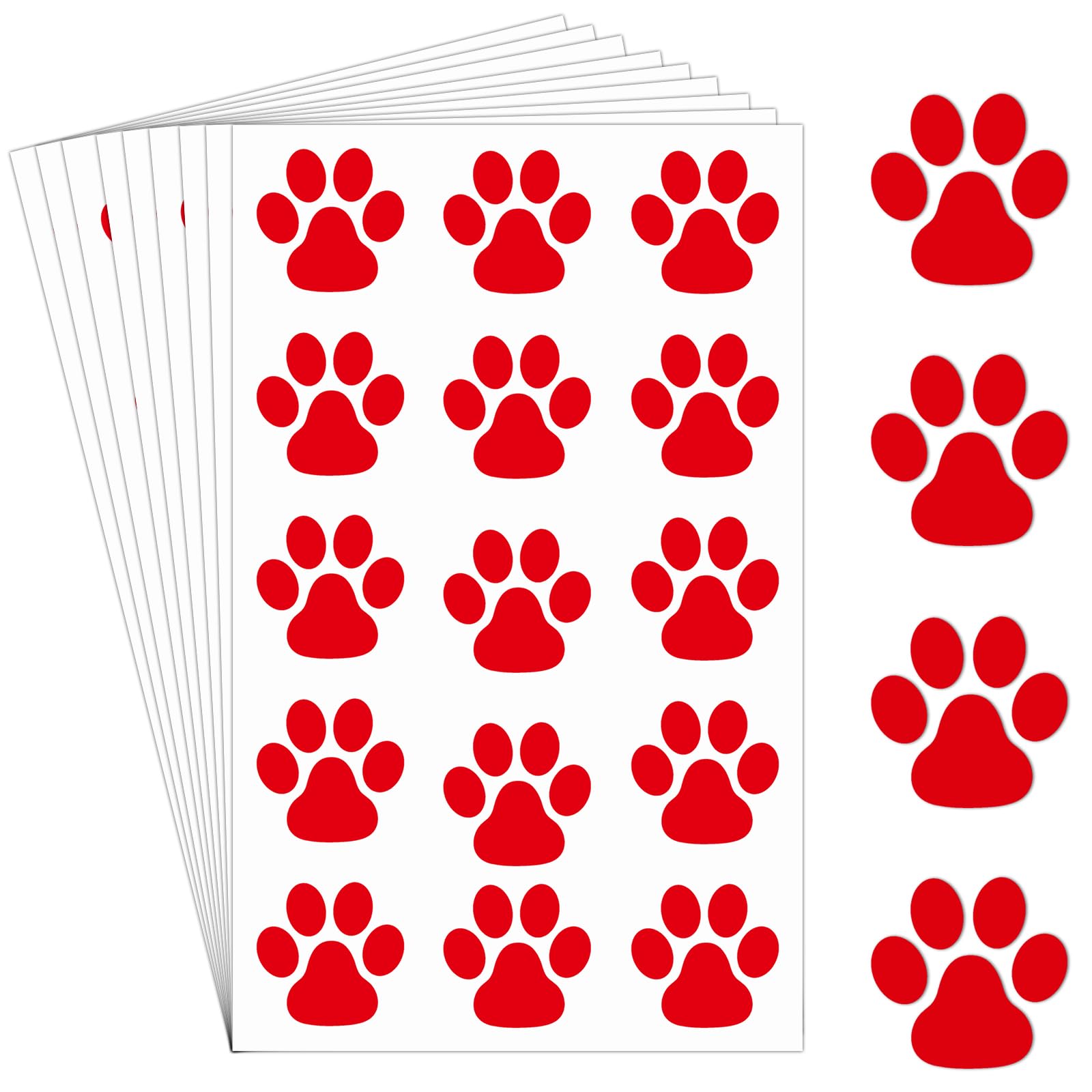 Harloon Paw Print Tattoos - 20 Sheets, 300 Pcs Red Temporary Face & Body Stickers