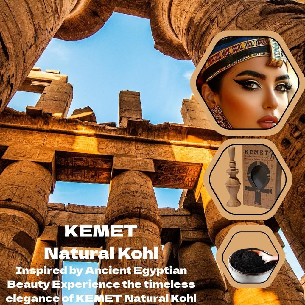 HARRAZ Kemet 100% Natural Egyptian Eyeliner in Powder Form – Handmade Kohl with Pharaoh Packaging