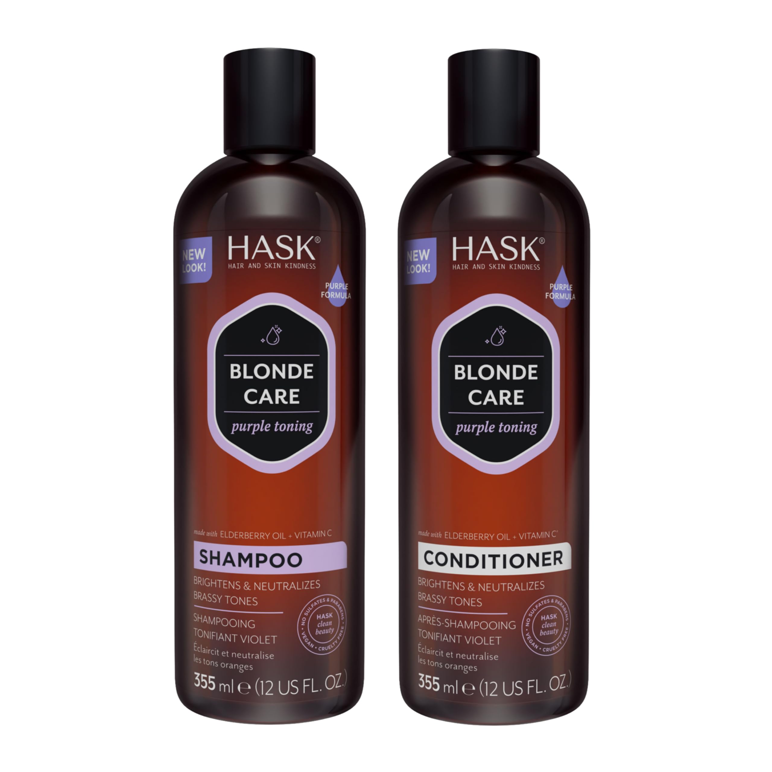 HASK Blonde Care Shampoo + Conditioner Set | Sulfate-Free, Gluten-Free, Vegan, Color Safe | 12oz Each