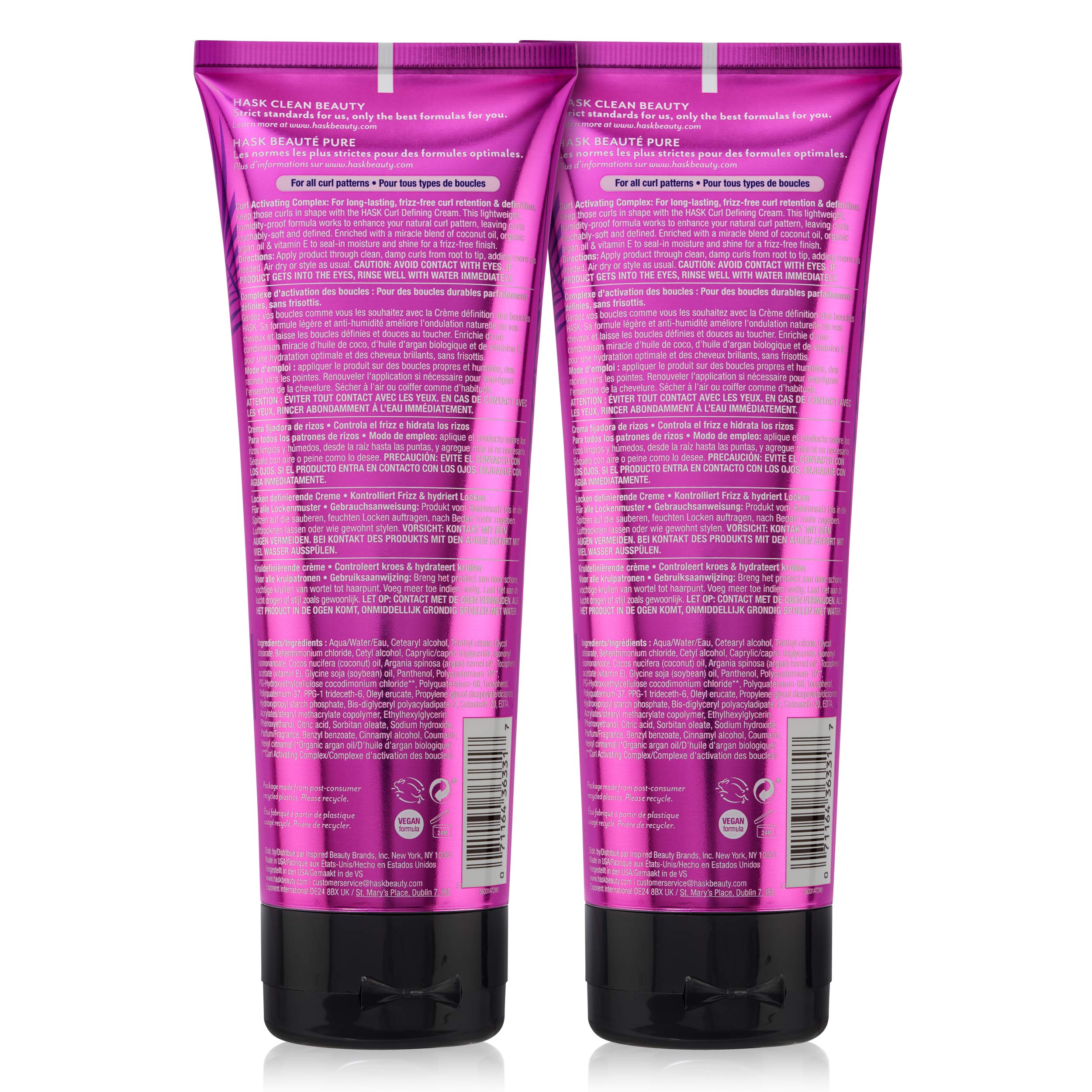 HASK Hair Cream - Curl Care Defining Cream Bundle | Vegan, Cruelty-Free, Color Safe