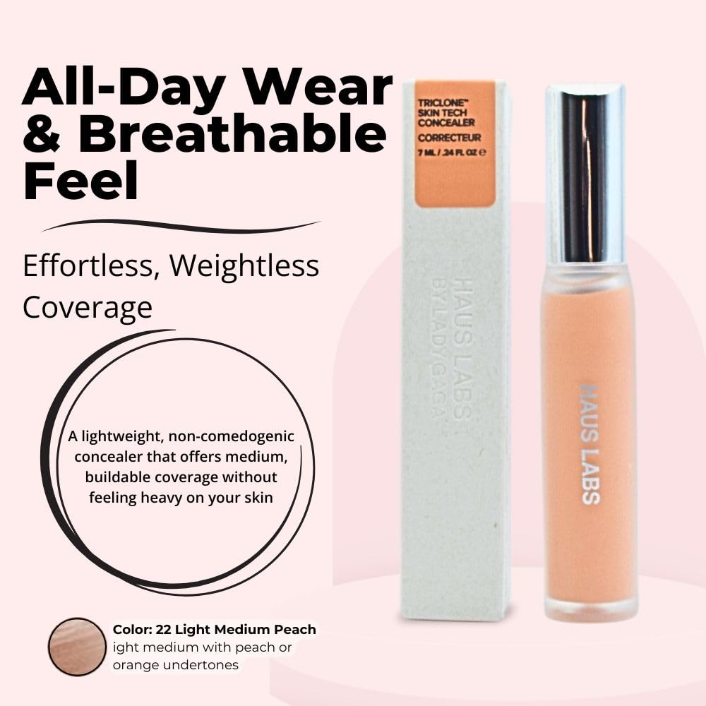HAUS LABS Triclone Skin Tech Hydrating Concealer – 22 Light Medium Peach