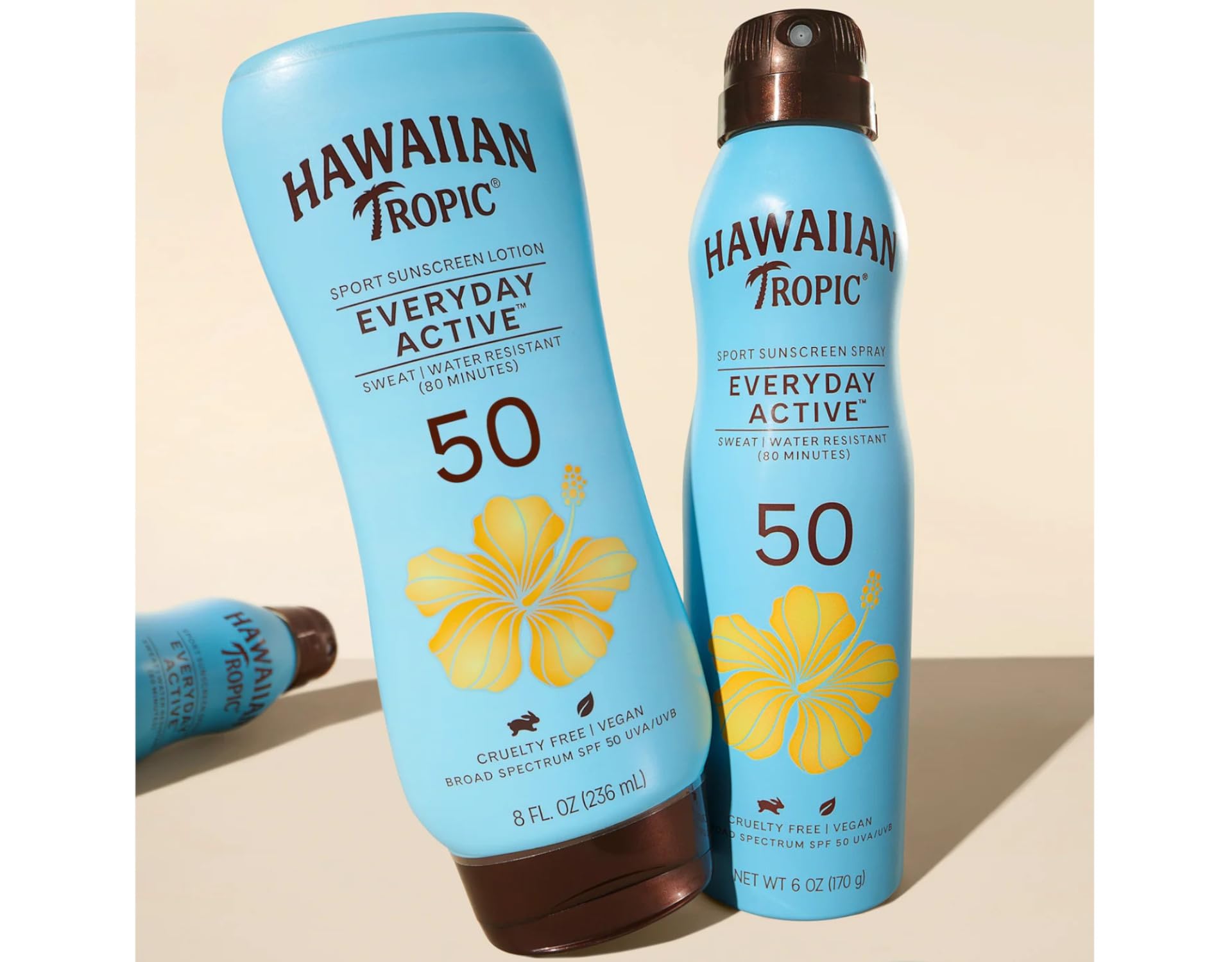 Hawaiian Tropic Everyday Active Sunscreen Lotion SPF 50 - Water-Resistant, Broad Spectrum UVA/UVB (8 oz Pack of 2)