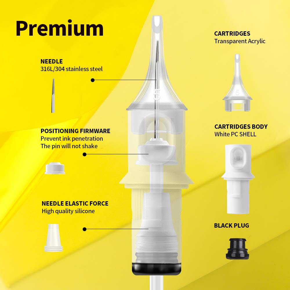 HAWINK Tattoo Cartridge Needles #10 Bugpin 5-Round Shader M-Taper, 20pcs