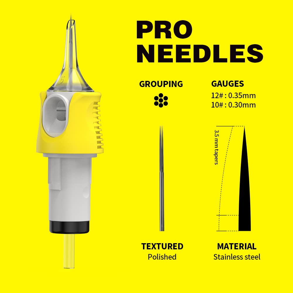 HAWINK Tattoo Cartridge Needles #12 Standard 14-Round Liner X-Taper | 16PCS with Membrane EN05S-FG-16-1214RL