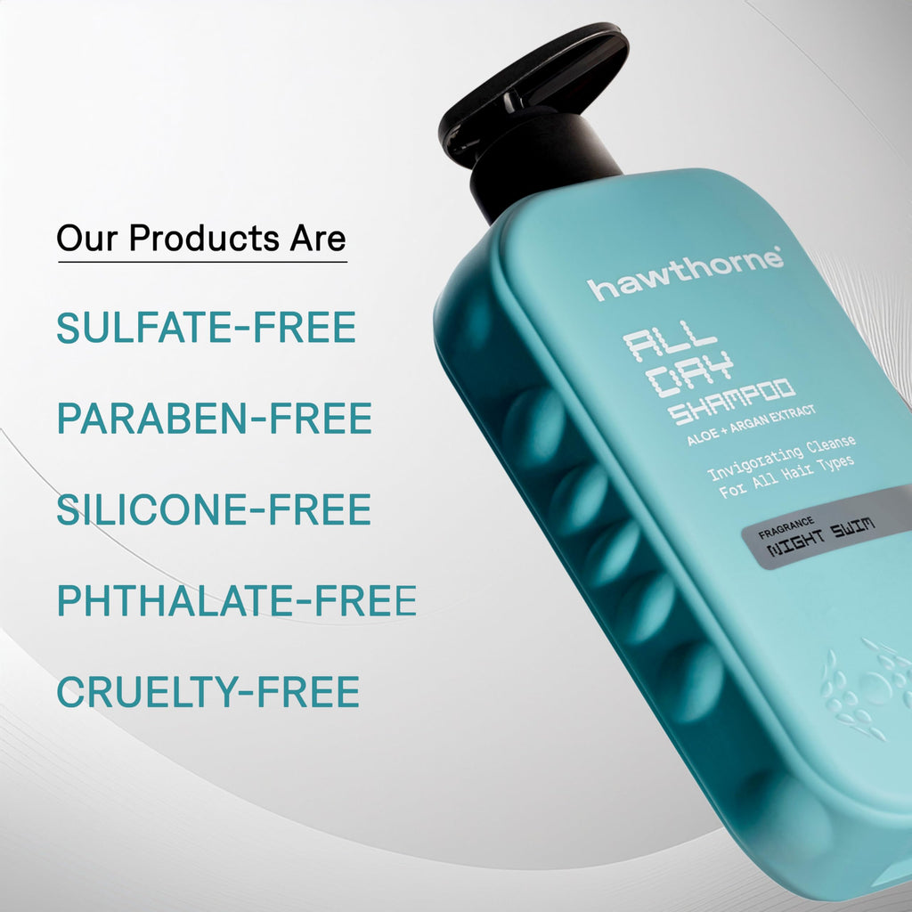 Hawthorne All Day Men's Shampoo — Sulfate Free, Argan & Coconut Oil, Night Swim Scent (16 oz x2)