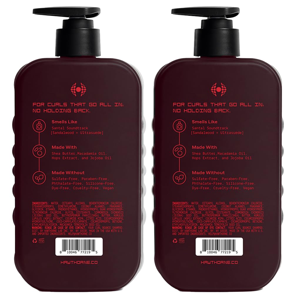 Hawthorne Curl Bounce Shampoo for Men – Sulfate & Paraben Free, 16 oz (2-Pack)