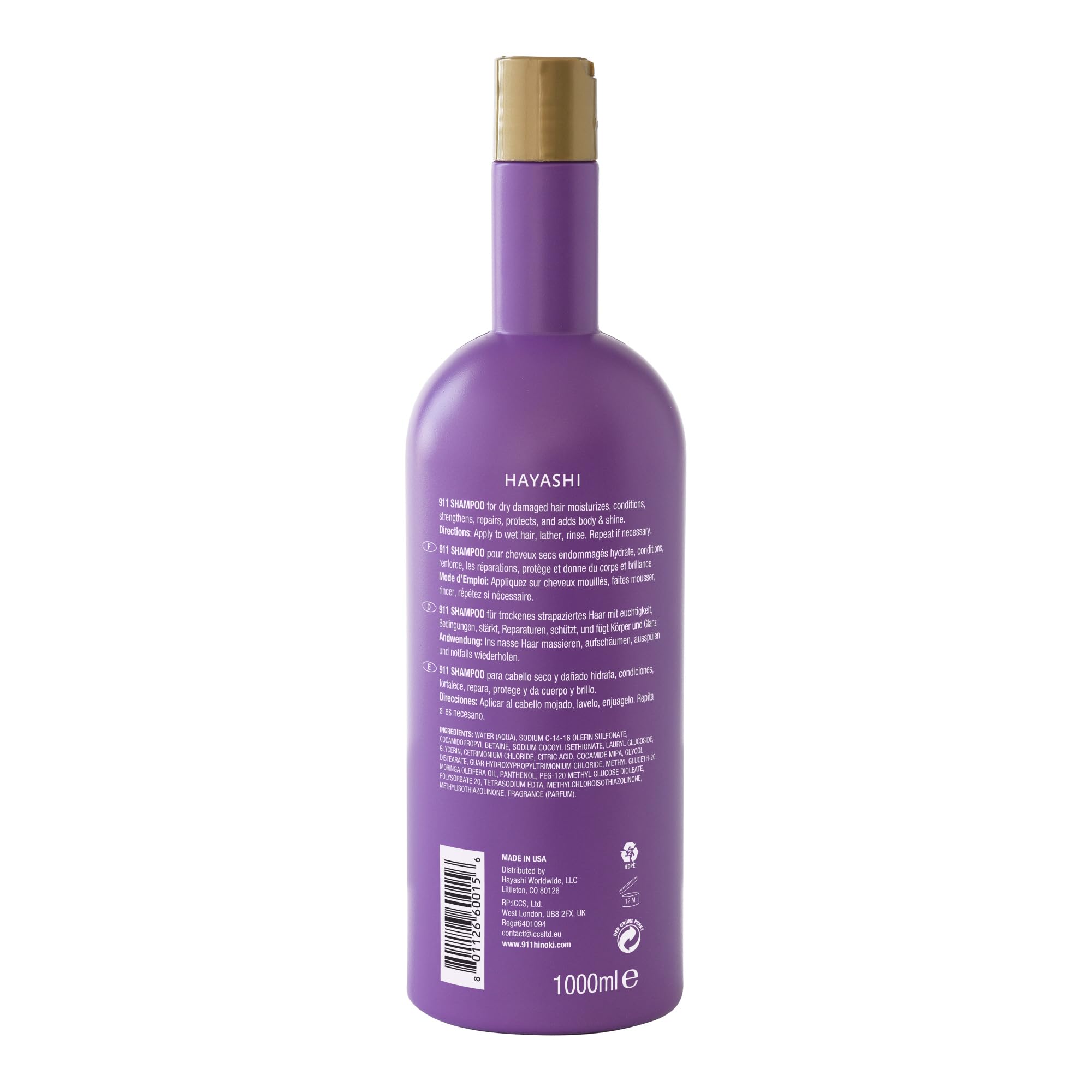 Hayashi System 911 Shampoo 1000 ml – Sulfate-Free, Color-Safe Hair Care
