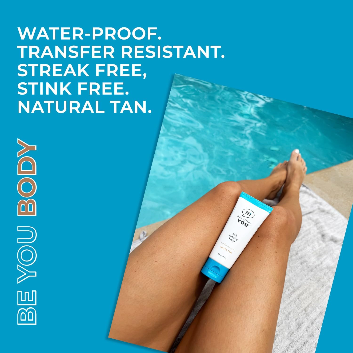 BE YOU BODY by HBY | Body Perfecting Bronzer – Instant Sunless Glow, Transfer- and Sweat-Resistant