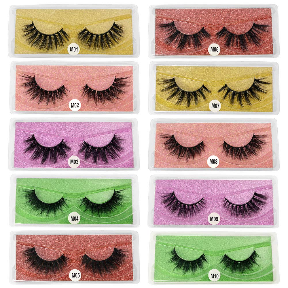 HBZGTLAD Wholesale Eyelashes – Mixed 50 Pair Pack, 10 Styles, Faux 3D Lashes